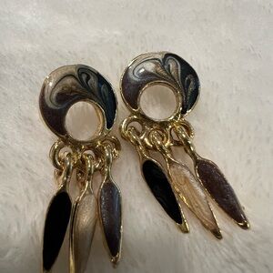 Artistic Gold and Black Swirl Earrings